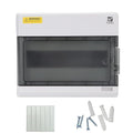 Waterproof 12 Way Breaker Box IP66 PC/ABS Alloy Plastic Power Distribution Box Enclosure with Clear Cover, Bus Bars and DIN Rail