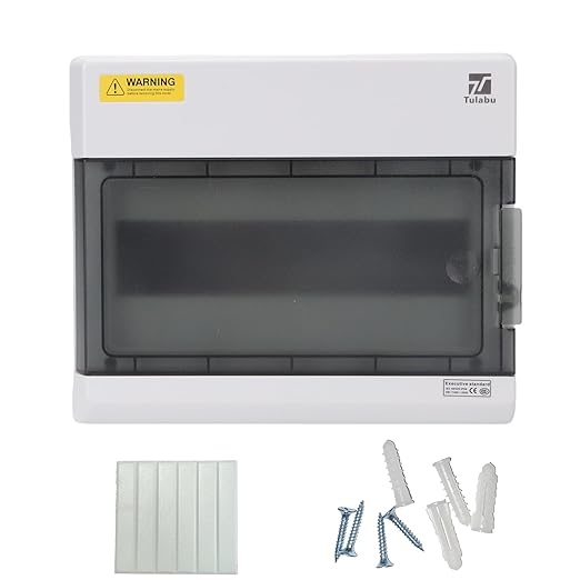 Waterproof 12 Way Breaker Box IP66 PC/ABS Alloy Plastic Power Distribution Box Enclosure with Clear Cover, Bus Bars and DIN Rail