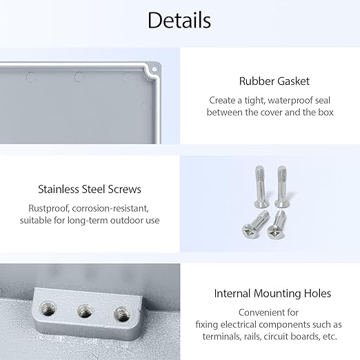LeMotech Electrical Box, Aluminum Alloy Metal Junction Box, IP67 Waterproof Dustproof Project Box, Outdoor Universal Enclosure, Grey 5.9x3.9x3.1in (150x100x80mm)