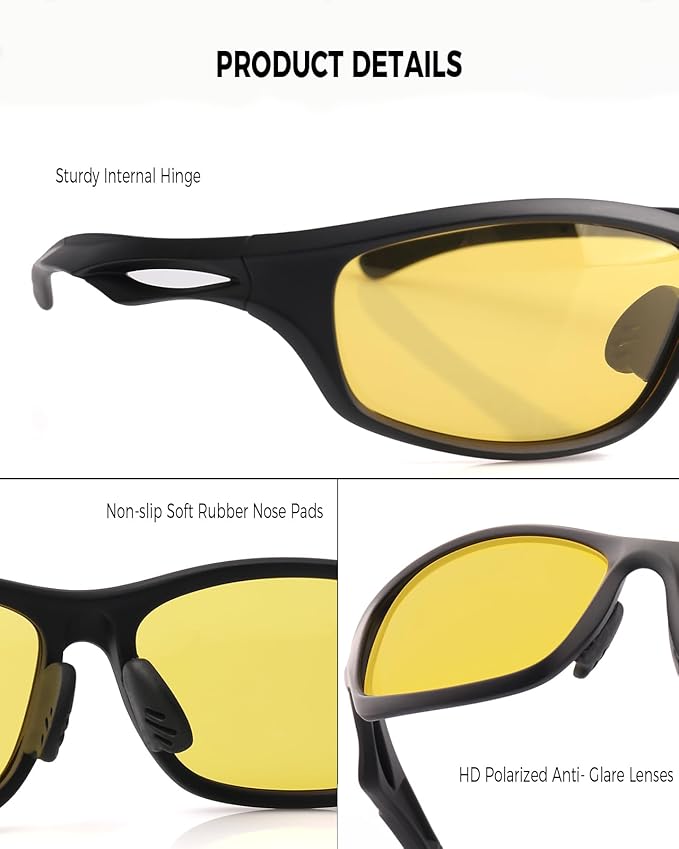 Night Driving Glasses for Men Women Anti Glare HD Polarized Night Vision Glasses for Driving