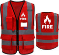Reflective Security Safety Vests Heavy Duty with 7 Pockets and Front Zipper