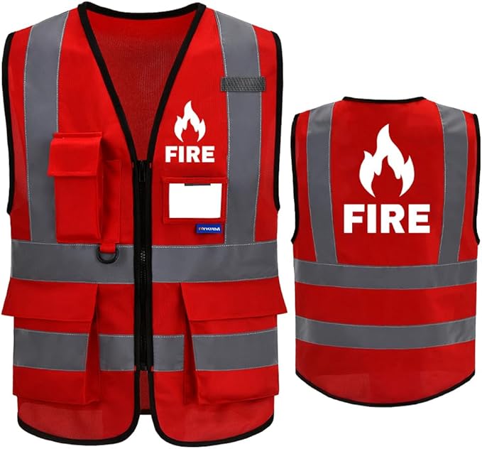 Reflective Security Safety Vests Heavy Duty with 7 Pockets and Front Zipper