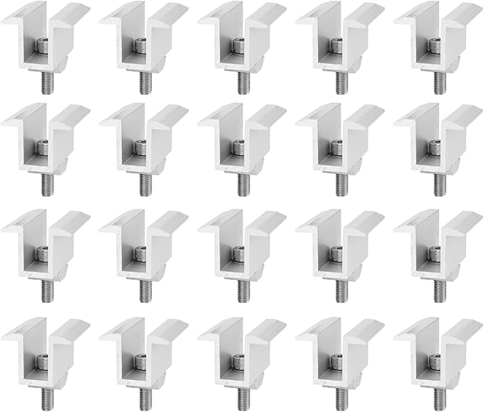 20 Pack Solar Panel Mid Clamps, Roof PV Panel Rail Aluminum Mounting Bracket Fits 1.2" - 2" Thick Solar Panel Frame