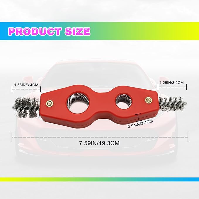 4 in 1 Car Battery Terminal Cleaners Anti-Corrosion Steel Wire Brush Heads, Cleans Inside Outside Thread, for Battery Terminals Machine Parts Cleaner Tool for Automotive and Marine(Red