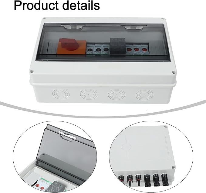 1000V 3In 1Out 3 String Solar PV Combiner box, Photovoltaic Array Solar Circuit Breaker with Surge Protector, Solar Disconnect Switch Outdoor Waterproof for On/Off Grid Solar Panels System