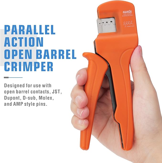 iCrimp IWS-3220S Micro Pin Connector Crimping Tool, AWG 32-20, Ratchet Crimper for JST XH, PH, SH, Molex KK, D-sub Terminals