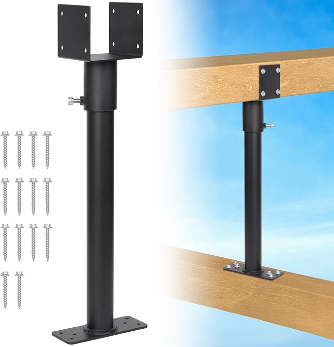 1 Pack 304 Stainless Steel 3.6" Heavy Duty Saddle Roof Riser for Patio Pergolas, 18-1/4" High (Black)