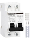 DIHOOL Solar Disconnect Switch, 6 Amp 2 Pole, DIN Rail Mount, Non Polarized, 12V 24V 48V 400V, AC/DC Circuit Breaker, RV Battery Isolator, PV Array MCB, Thermal Magnetic Trip