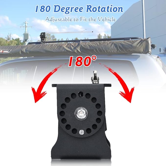 Folding Antenna Mount - Roof Rack Mounting Bracket Kit, Fits Crossbars and Platforms, Folding Aerial Bracket for Antennas, Flags and Small LED Light - Channel Mount
