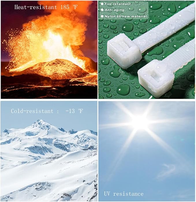 48 inch white heavy duty zip ties, UV-resistant, extra long nylon cable ties, 12 pieces, 200 lb tensile strength