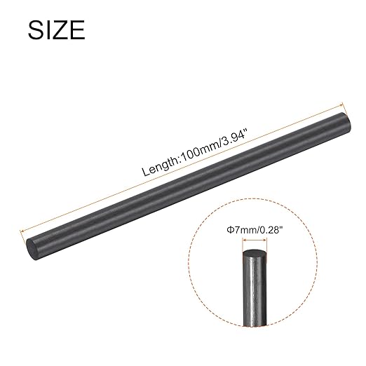 MECCANIXITY Carbon Fiber Rod, 7mm x 100mm Carbon Rod Bar for RC Plane DIY Craft Kite Wing Tube Quadcopter Arm Repair Pack of 4