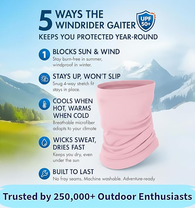 UPF 50+ Neck Gaiter – UV Sun Protection Face Mask, Balaclava, Headband & Scarf – Cooling, Breathable Fabric
