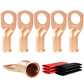 6pcs 8 Awg - 3/8" (M10) Sanuke Wire Lugs Ring Terminal Connectors Ends Heavy Duty for Battery Cable Lug Wire Electrical Eyelets with 3:1 Dual Wall Adhesive Heat Shrink