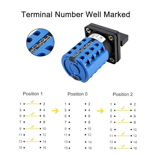 Changeover Switch LW28-20 3 Positions 16 Terminals Universal Rotary Cam Selector Latching Switches 550V 20A
