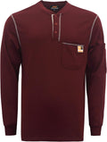 KONRECO FR Shirts for Men Long Sleeve 7oz Cotton Flame Resistant/Fire Retardant CAT2 Henley Shirt
