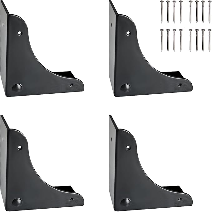 4PCS Metal Corner Protector, Box Corners Decorative Furniture Corner Protectors,for Cabinet Furniture Table Jewelry Box Case (Black)