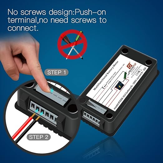 DC 0-200V 0-300A Battery Monitor Meter with Shunt, 9-in-1 Digital LCD Multimeter for 12V/24V/48V Solar System, RV, Car. Measures Voltage, Current, Power, Energy, Impedance & Capacity