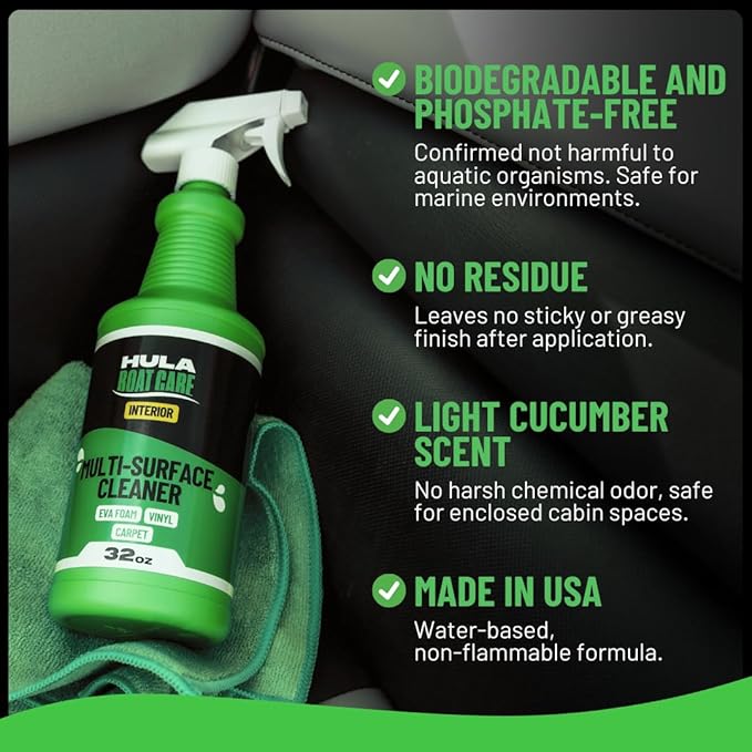 Hula Multi-Surface Cleaner — EVA Foam, Vinyl and Carpet, 32 oz — Boat Deck, Sea Deck and Marine Interior Cleaner, Biodegradable, Made in USA