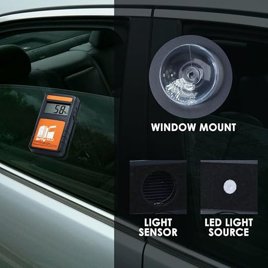 Handheld Digital Window Tint Meter 0%~100% Range Visual Light Transmission Light Transmission Continous Measurement Function (up to 4000) for Mesuring Film, Filmed Glass, Window Tint, Side Windshield