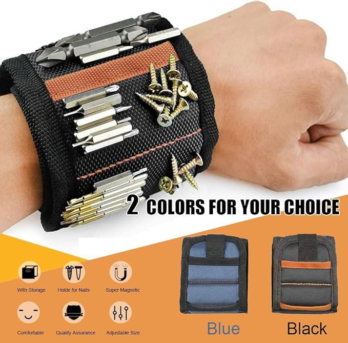 Magnetic Wristband Mens Gifts for Birthday Father's day Christmas, Unique Tool for Holding Screws Gadgets Gift for Dad, Husband, Boyfriend, Handyman mechanics (Black)