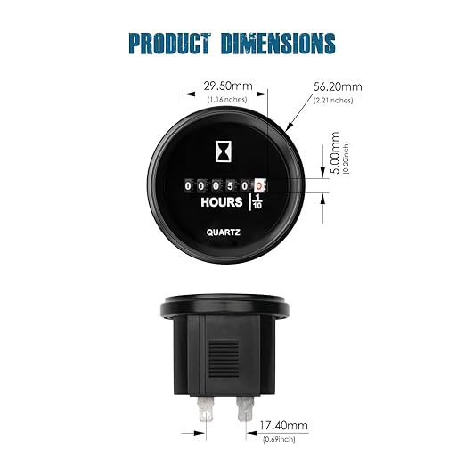 Runleader Mechanical Hour Meter, AC/DC 8V to 80V,Waterproof Design for Lawn Mower Golf Cart Boat Forklift Motorhome Sawmil etc.