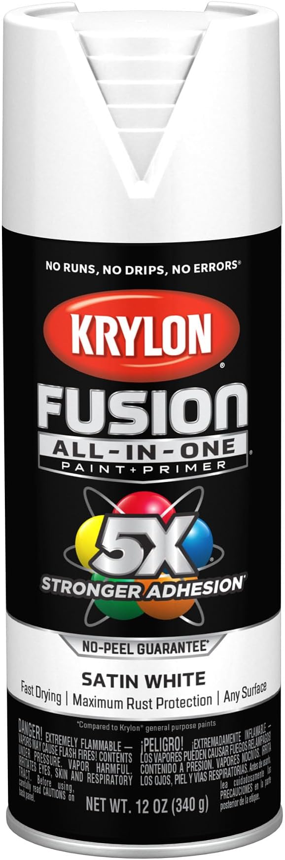 Krylon Fusion All-In-One Adhesive Spray Paint for Indoor/Outdoor Use, 12 oz, White
