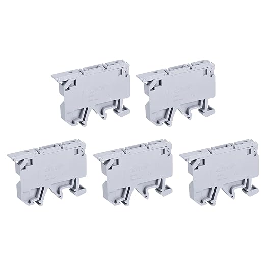 MECCANIXITY DIN Rail Mount Fuse Holder Terminal Blocks Grey ASK1/EN LD 220V Pack of 5