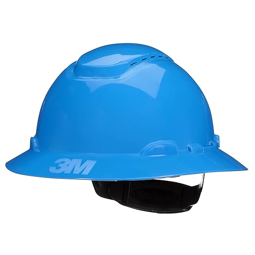 3M Hard Hat SecureFit H-803SFV-UV, Blue, Vented Full Brim Style Safety Helmet with Uvicator Sensor, 4-Point Pressure Diffusion Ratchet Suspension, ANSI Z87.1