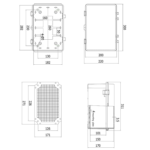 Outdoor Waterproof Electrical Box Junction Box Weatherproof IP67 ABS Plastic Enclosure Switch Router Project Box Electronics Enclosure with Mounting Plate Wall Bracket Grey 11.8"x7.9"x6.7"