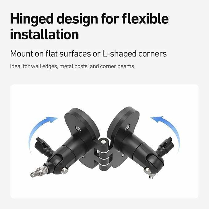 Holicfun 2-in-1 Magnetic Mount for Cameras & Solar Panels - Dual 1/4"-20 Adjustable Brackets, No-Drill Indoor/Outdoor Installation, Compatible with Ring, Blink, Eufy, Arlo, Wyze, and More, Black