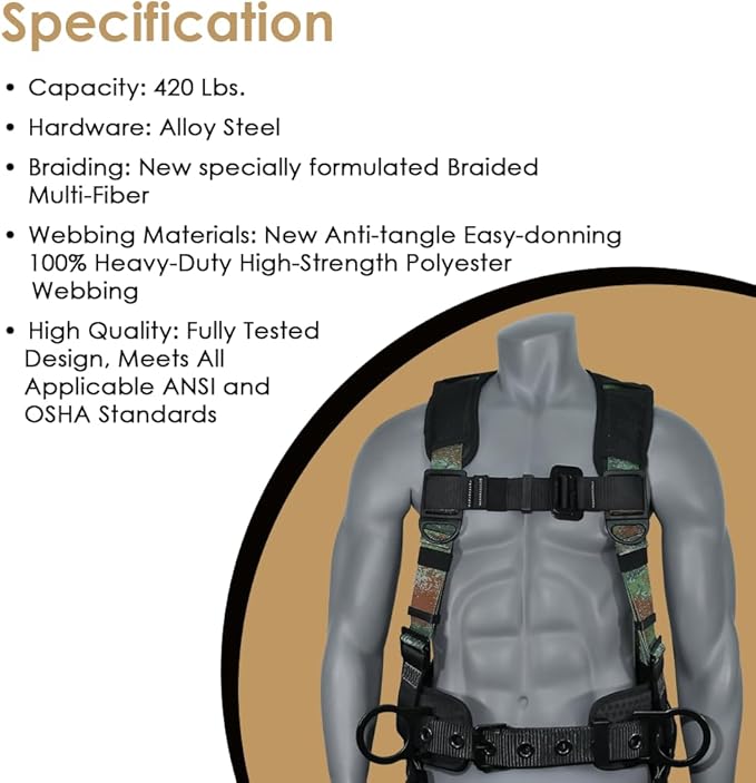 AFP Demon Fall Protection Comfortable Safety Harness (OSHA/ANSI PPE)