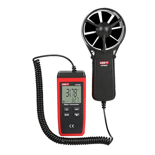 UNI-T UT363S Handheld Anemometer Wind Speed Meter Wind Chill Air Temperature Gauge -14°F to 122°F/-10°C to 50°C with Extendable Wind Sensor LCD Backlight Max Min Avg Data Hold, 1 Meter Drop Durability
