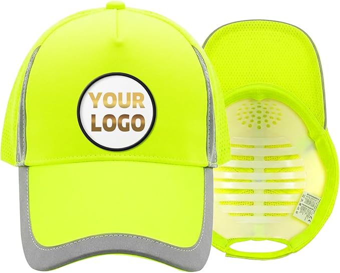 YOWESHOP Reflective Safety Baseball Cap Customize Logo with Removable PE Shell Hi-Vis Safety Work Hat