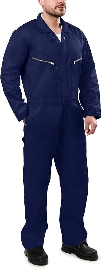 Kolossus Pro-Utility Cotton Blend Long Sleeve Coverall with Zippered Frontal Pockets