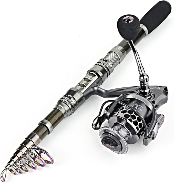 Sougayilang Telescopic Fishing Rod Reel Combos with Carbon Fiber Fishing Pole Spinning Reels and Fishing Accessories