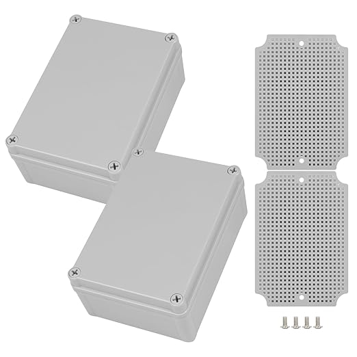 Junction Box, 6.9"x 4.9"x 3"(2 Pack) Outdoor Electrical Box with Mounting Plate, IP67 Dustproof Waterproof ABS Plastic Project Box, DIY Electrical Enclosure Gray (175x 125x 75 mm)