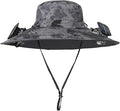 Men Women Wide Brim Sun Hats with 2 Solar Fan Waterproof Breathable Bucket Hat Outdoor Fishing Hat for Hiking Camping