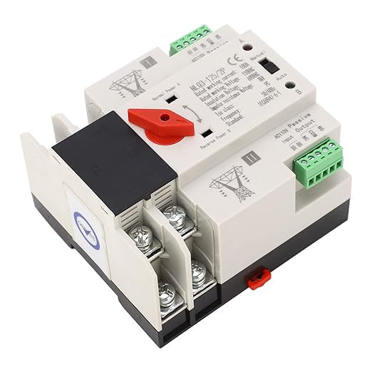 Power Automatic Transfer Switch 2P 100A 110V ATS Generator Changeover Switch Din Rail Mount Electrical Selector Toggle Controller Self Cast Conversion