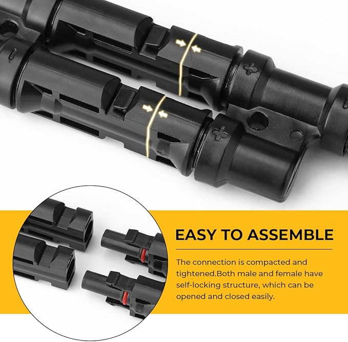 BougeRV Solar Branch Connectors Y Connector for Parallel Connection Between Solar Panels FMM+MFF (2 Pairs)