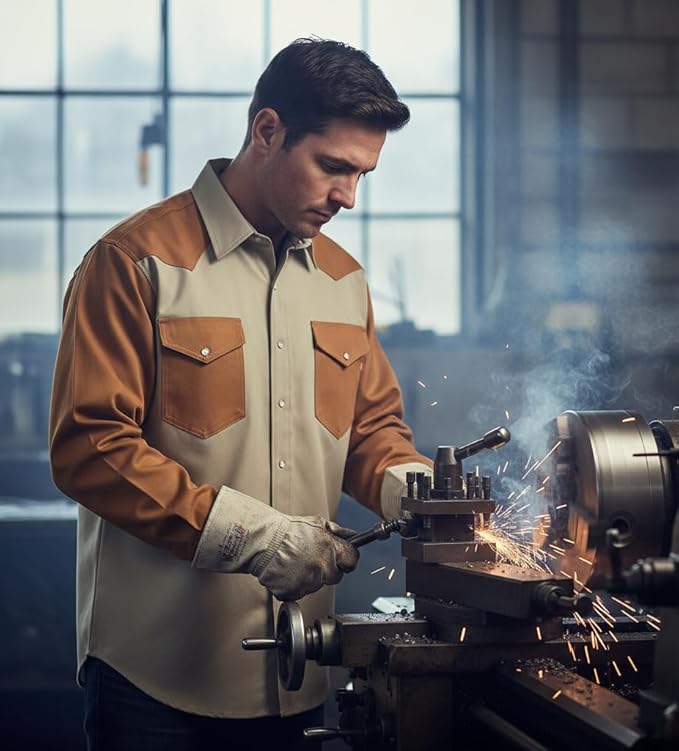Just In Trend │Flame Resistant FR Shirt - 88/12 - Western Style - Two Tone