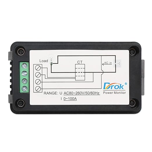 DROK AC Digital Meter, Current Voltage Amperage Power Energy Frequency Factor Multimeter AC 80-260V 100A LCD Digital Display Voltmeter Ammeter 220V 110V Monitor Detector with Current Transformer CT