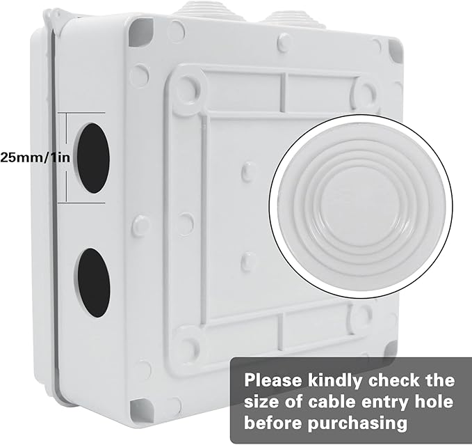 Sunnyglade IP65 ABS Plastic Waterproof Dustproof Junction Box Universal Durable Electrical Project Enclosure (5.9"x5.9"x2.8")