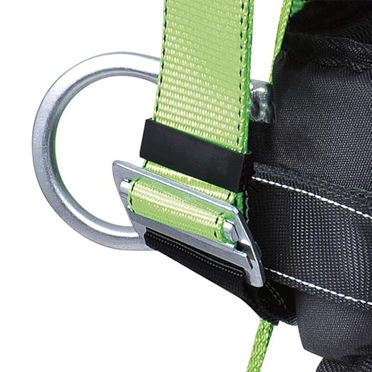 Peakworks Fall Protection Full Body Padded Safety Harness with Back Support, Positioning Belt, Back & Side D-Rings, Stab Lock Buckles, Hi Vis Green/Black, Large, V8255623