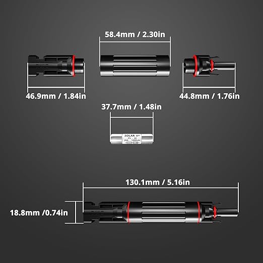 Solar Panel Fuse 1000V 20A Solar Fuse Connector Male and Female Connector for Solar Panel and Solar Controller