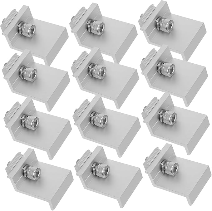 12pcs Solar Panel Rack Clips Mid End Clamps for Household Solar Panel Installation Easy to Use for Outdoor Use