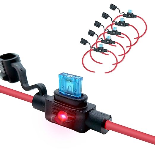 Waterproof in-line ASP LED Fuse Holder,12 AWG for Automotive, Marine（5 Pack）