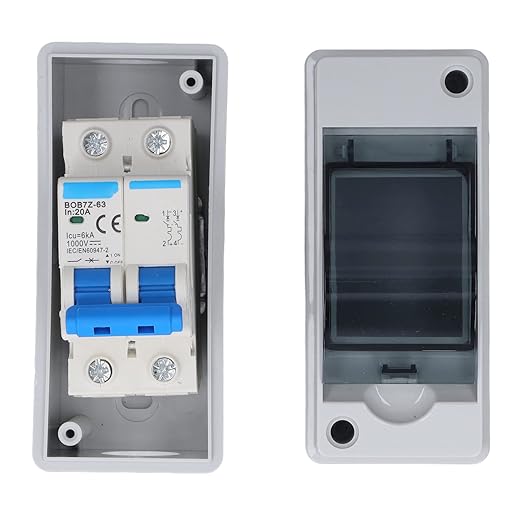 Solar Combiner Box with 20A 1000V DC Circuit Breaker IP65 Waterproof Polycarbonate Enclosure for Solar Panel Systems 4.72x2.05x3.54 Inch