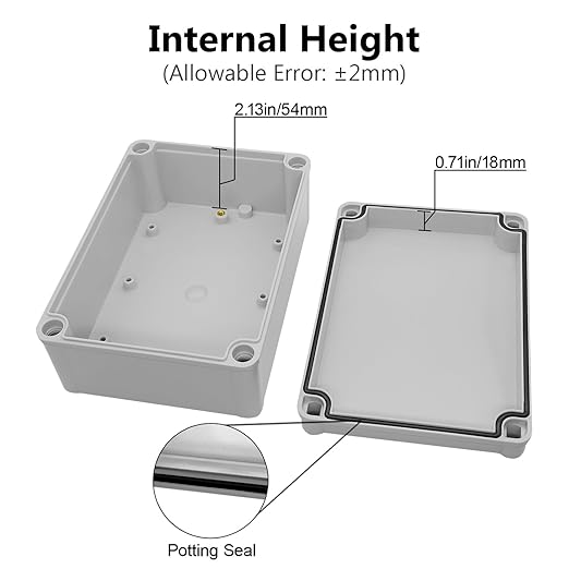 LeMotech Junction Box IP67 Waterproof Dustproof ABS Plastic Project Box for Electrical Outdoor Enclosure Gray 6.9 x 4.9 x 3 inch (175 x 125 x 75 mm),2 Pack