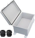 Waterproof Outdoor Electrical Box Junction Box Weatherproof IP67 ABS Plastic Enclosure Switch Router Project Box with Mounting Plate with Wall Bracket 2 Cable Glands Grey 11.4"x7.5"x5.5"