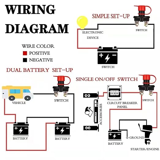 2PCS Battery Disconnect Switch, 12V 24V Battery Isolator Cut Off Power Kill Switch for Marine Car Boat RV ATV Auto Truck Vehicle, On Off Battery Master Switch with Waterproof Key and Cover